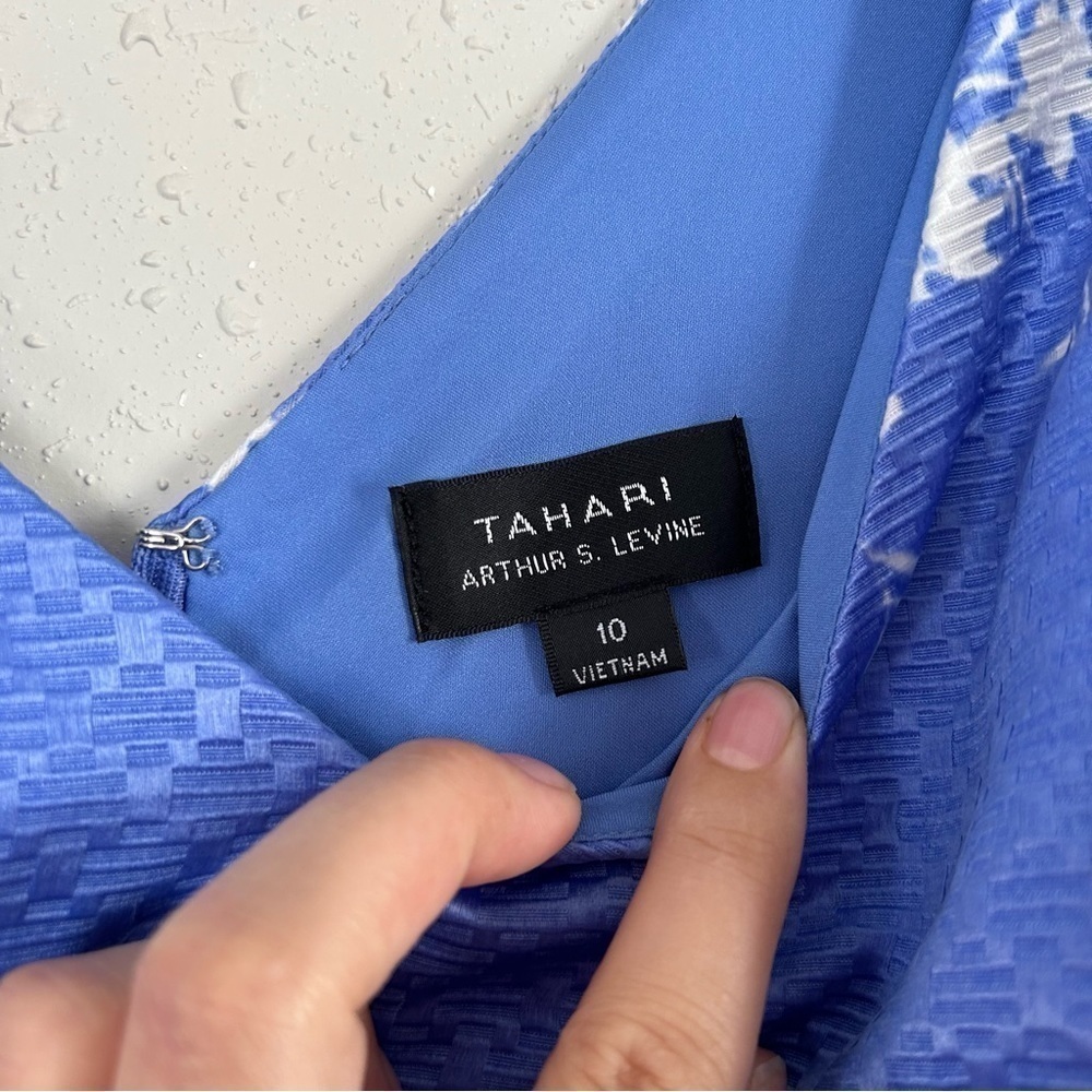 Tahari ASL Blue Floral Fit-and-Flare Mini Dress - Picture 2 of 6